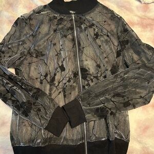 Sheer Black and Gray Floral Jacket